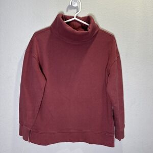 Athleta 24/7 Funnel Neck Sweatshirt Turtleneck Maple Red Fleece Women XS cozy